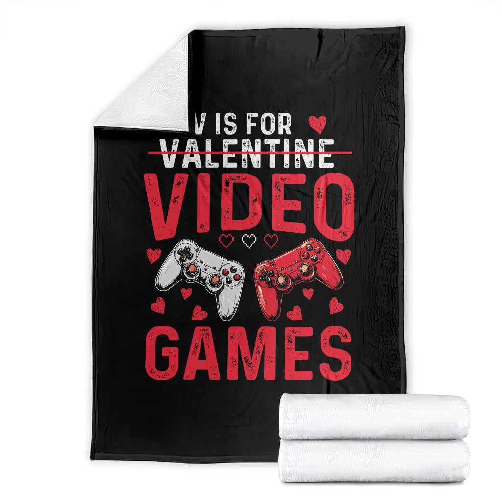 Funny Valentines Gamer Throw Blanket V is for Video Games TS10 Black Print Your Wear
