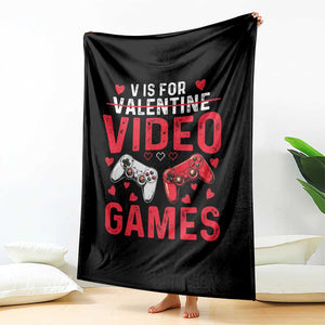 Funny Valentines Gamer Throw Blanket V is for Video Games TS10 Print Your Wear