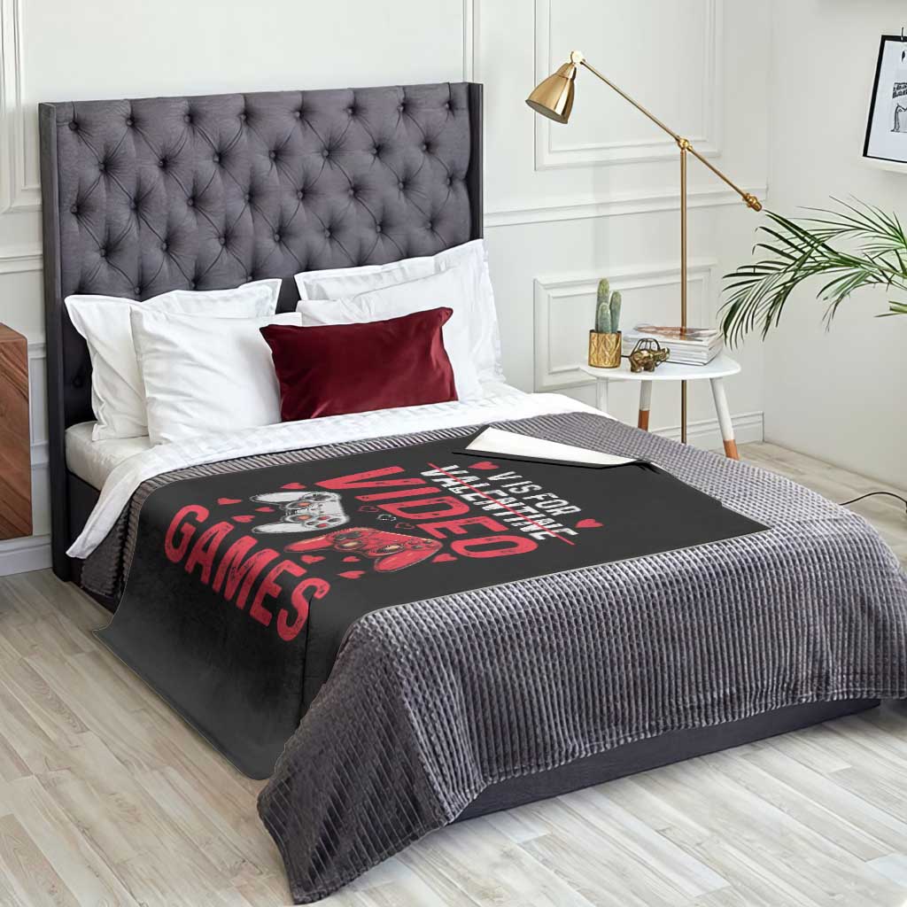 Funny Valentines Gamer Throw Blanket V is for Video Games TS10 Print Your Wear