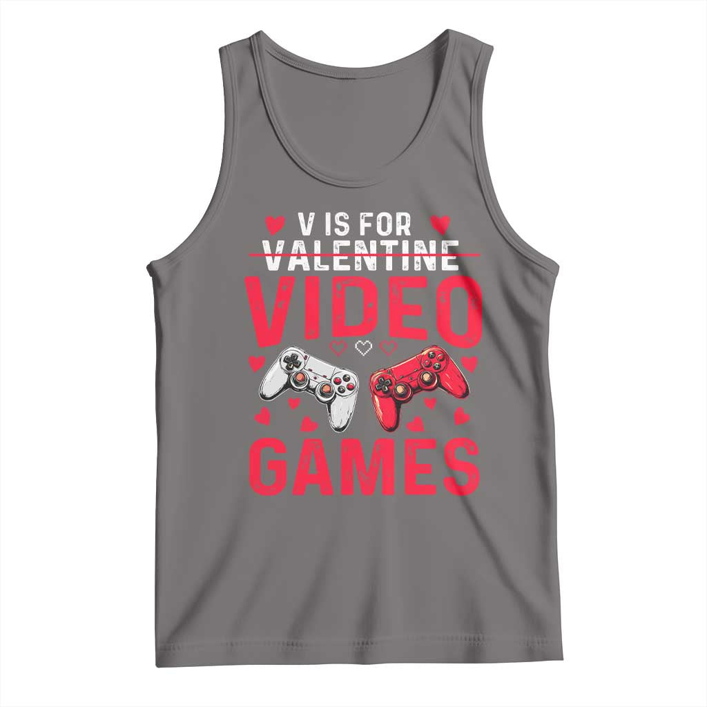 Funny Valentines Gamer Tank Top V is for Video Games TS10 Deep Heather Print Your Wear