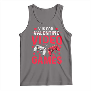 Funny Valentines Gamer Tank Top V is for Video Games TS10 Deep Heather Print Your Wear