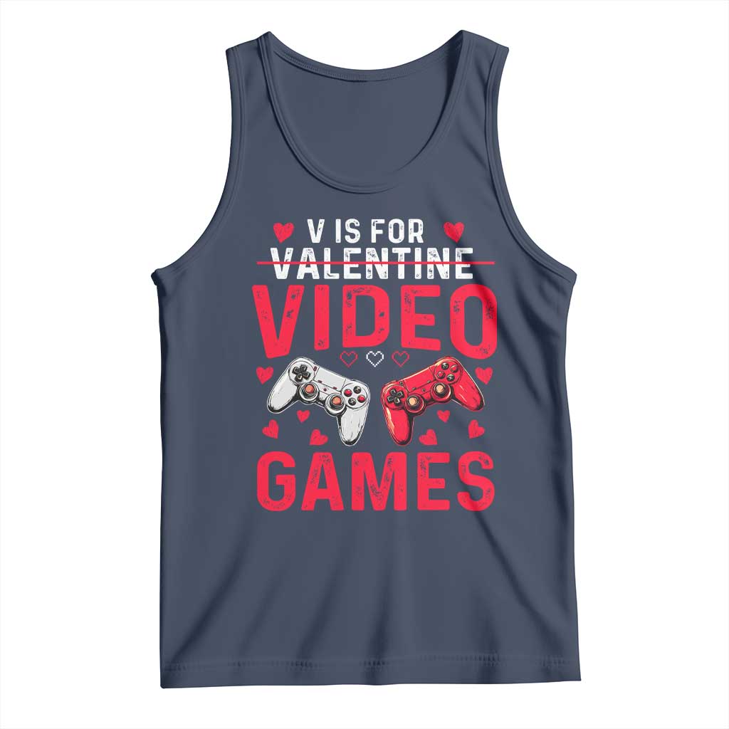Funny Valentines Gamer Tank Top V is for Video Games TS10 Navy Print Your Wear