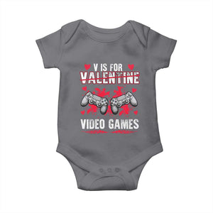 Funny Valentines Day Gamer Baby Onesie V Is For Video Games Toddler Boy Men Gift TS10 Charcoal Print Your Wear