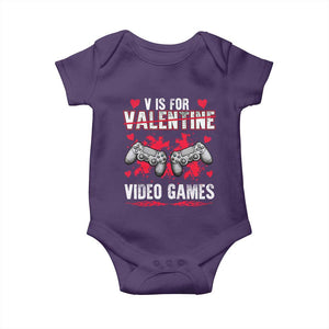 Funny Valentines Day Gamer Baby Onesie V Is For Video Games Toddler Boy Men Gift TS10 Purple Print Your Wear