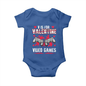 Funny Valentines Day Gamer Baby Onesie V Is For Video Games Toddler Boy Men Gift TS10 Royal Blue Print Your Wear