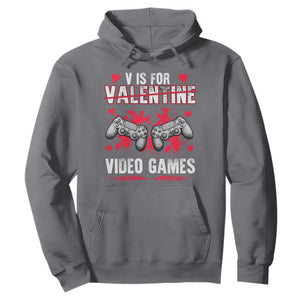 Funny Valentines Day Gamer Hoodie V Is For Video Games Toddler Boy Men Gift TS10 Charcoal Print Your Wear