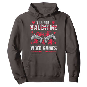 Funny Valentines Day Gamer Hoodie V Is For Video Games Toddler Boy Men Gift TS10 Dark Chocolate Print Your Wear