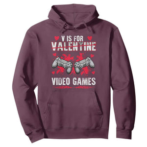 Funny Valentines Day Gamer Hoodie V Is For Video Games Toddler Boy Men Gift TS10 Maroon Print Your Wear