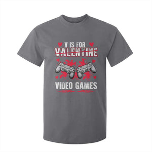 Funny Valentines Day Gamer T Shirt For Kid V Is For Video Games Toddler Boy Men Gift TS10 Charcoal Print Your Wear