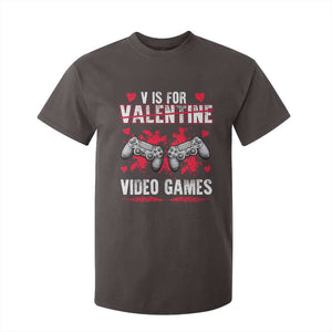 Funny Valentines Day Gamer T Shirt For Kid V Is For Video Games Toddler Boy Men Gift TS10 Dark Chocolate Print Your Wear