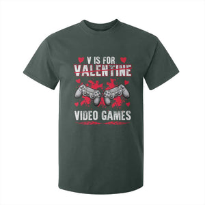 Funny Valentines Day Gamer T Shirt For Kid V Is For Video Games Toddler Boy Men Gift TS10 Dark Forest Green Print Your Wear