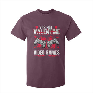 Funny Valentines Day Gamer T Shirt For Kid V Is For Video Games Toddler Boy Men Gift TS10 Maroon Print Your Wear