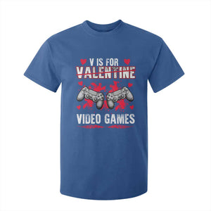 Funny Valentines Day Gamer T Shirt For Kid V Is For Video Games Toddler Boy Men Gift TS10 Royal Blue Print Your Wear