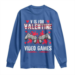 Funny Valentines Day Gamer Long Sleeve Shirt V Is For Video Games Toddler Boy Men Gift TS10 Royal Blue Print Your Wear