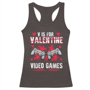 Funny Valentines Day Gamer Racerback Tank Top V Is For Video Games Toddler Boy Men Gift TS10 Dark Chocolate Print Your Wear