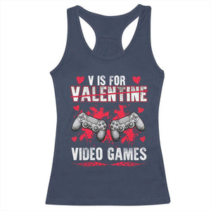 Funny Valentines Day Gamer Racerback Tank Top V Is For Video Games Toddler Boy Men Gift TS10 Navy Print Your Wear