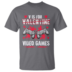 Funny Valentines Day Gamer T Shirt V Is For Video Games Toddler Boy Men Gift TS10 Charcoal Print Your Wear