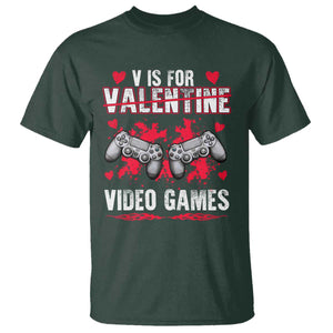 Funny Valentines Day Gamer T Shirt V Is For Video Games Toddler Boy Men Gift TS10 Dark Forest Green Print Your Wear