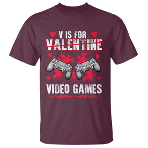 Funny Valentines Day Gamer T Shirt V Is For Video Games Toddler Boy Men Gift TS10 Maroon Print Your Wear