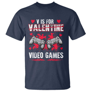 Funny Valentines Day Gamer T Shirt V Is For Video Games Toddler Boy Men Gift TS10 Navy Print Your Wear