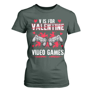 Funny Valentines Day Gamer T Shirt For Women V Is For Video Games Toddler Boy Men Gift TS10 Dark Forest Green Print Your Wear