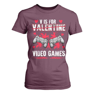 Funny Valentines Day Gamer T Shirt For Women V Is For Video Games Toddler Boy Men Gift TS10 Maroon Print Your Wear