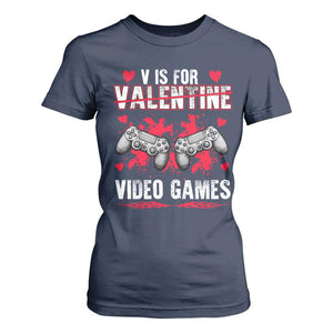 Funny Valentines Day Gamer T Shirt For Women V Is For Video Games Toddler Boy Men Gift TS10 Navy Print Your Wear