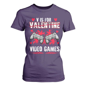 Funny Valentines Day Gamer T Shirt For Women V Is For Video Games Toddler Boy Men Gift TS10 Purple Print Your Wear