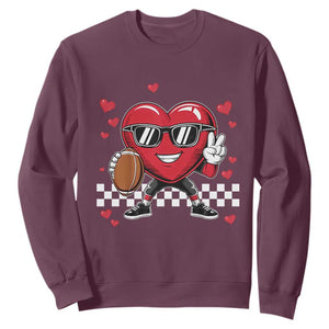 Funny Valentines Day Gamer Sweatshirt Gamer Heartbeat Video Games Gaming TS10 Maroon Print Your Wear