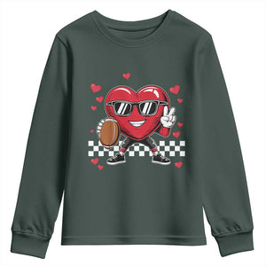 Funny Valentines Day Gamer Youth Sweatshirt Gamer Heartbeat Video Games Gaming TS10 Dark Forest Green Print Your Wear