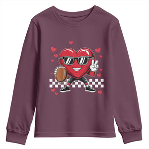 Funny Valentines Day Gamer Youth Sweatshirt Gamer Heartbeat Video Games Gaming TS10 Maroon Print Your Wear