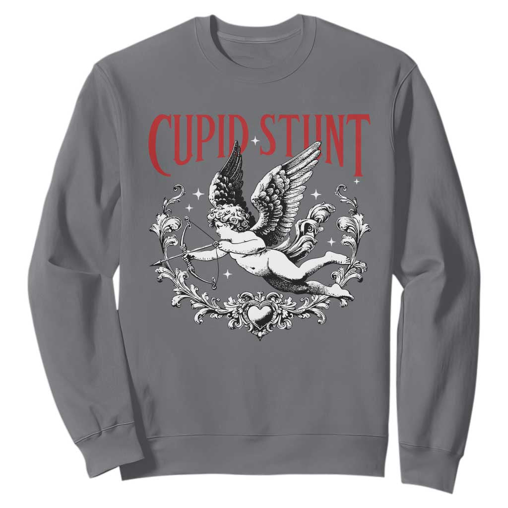Valentines Party Retro Cupid Stunt Sweatshirt TS10 Charcoal Print Your Wear