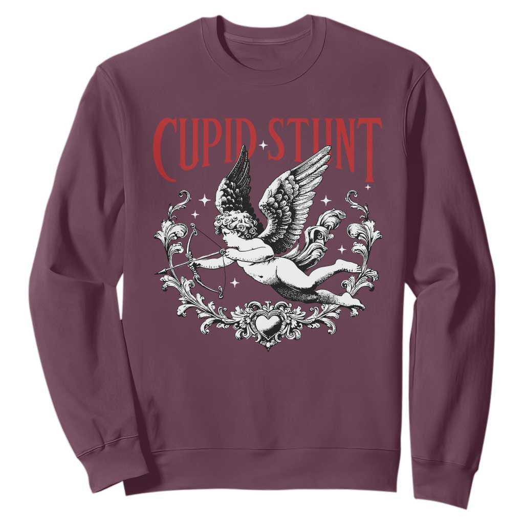 Valentines Party Retro Cupid Stunt Sweatshirt TS10 Maroon Print Your Wear