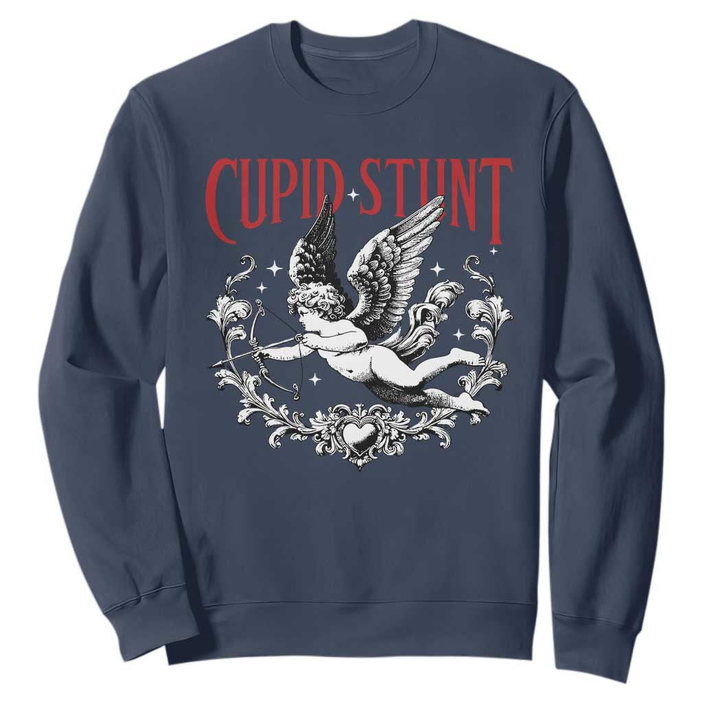 Valentines Party Retro Cupid Stunt Sweatshirt TS10 Navy Print Your Wear