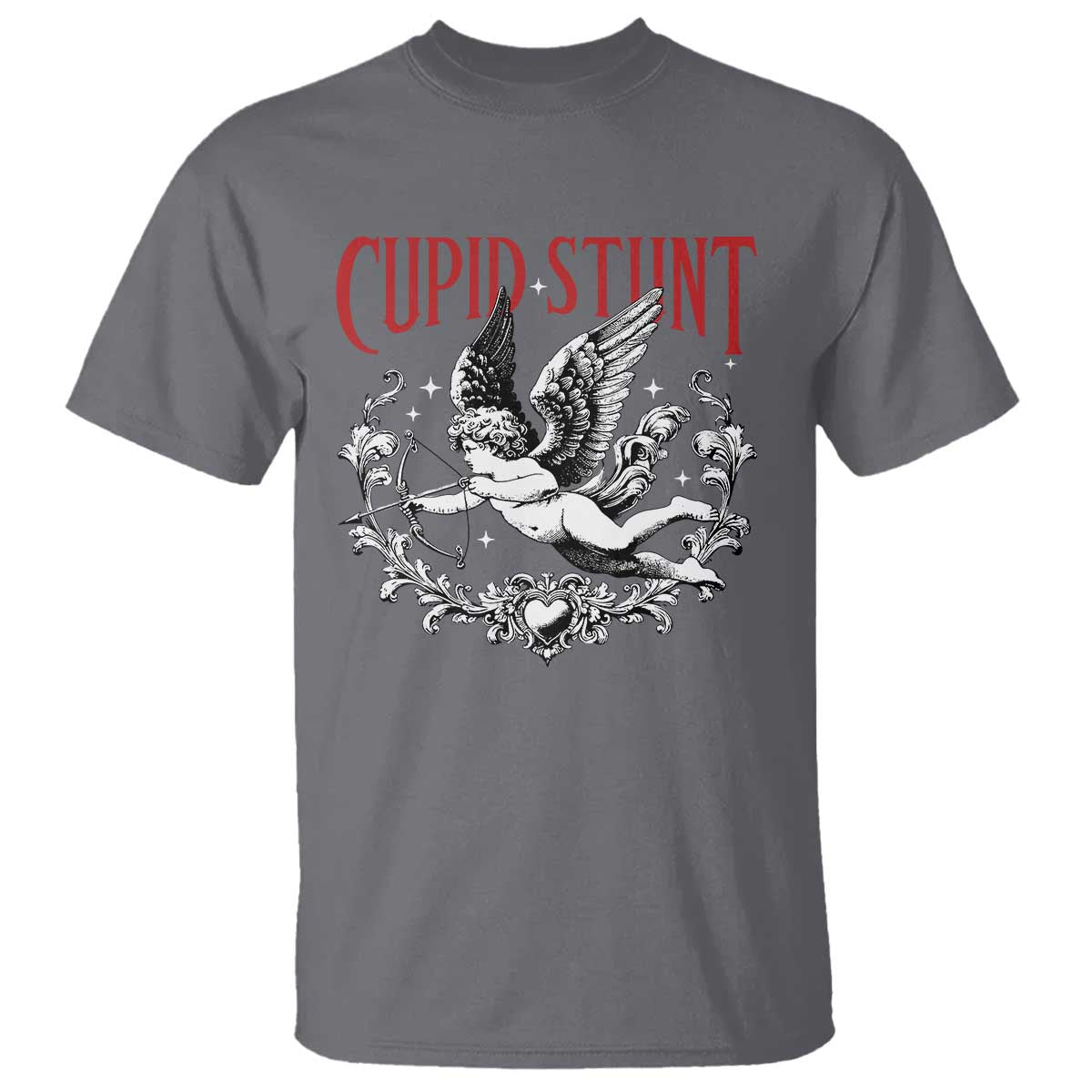 Valentines Party Retro Cupid Stunt T Shirt TS10 Charcoal Print Your Wear