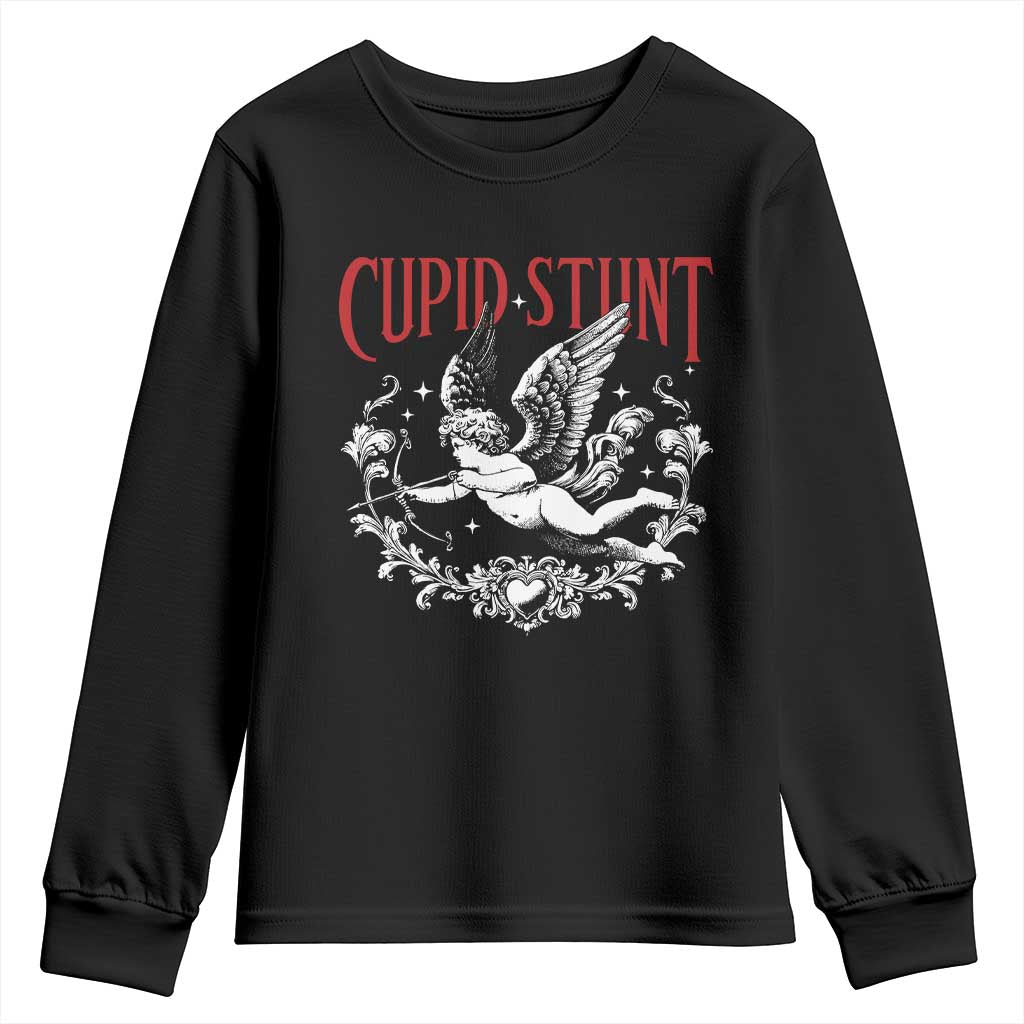 Valentines Party Retro Cupid Stunt Youth Sweatshirt TS10 Black Print Your Wear