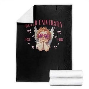 Cupid University Throw Blanket Cute Valentines Day Funny College TS10 Black Print Your Wear
