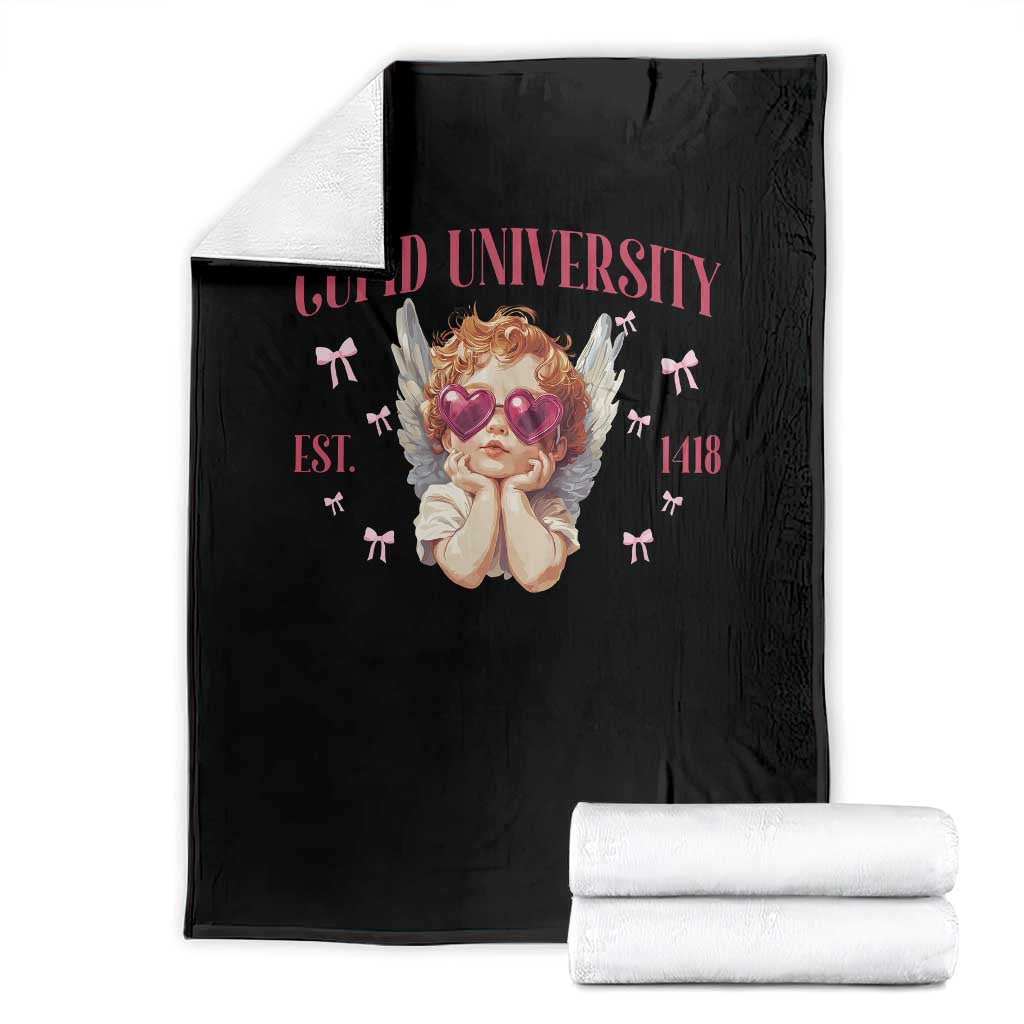 Cupid University Throw Blanket Cute Valentines Day Funny College TS10 Black Print Your Wear