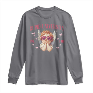 Cupid University Long Sleeve Shirt Cute Valentines Day Funny College TS10 Charcoal Print Your Wear