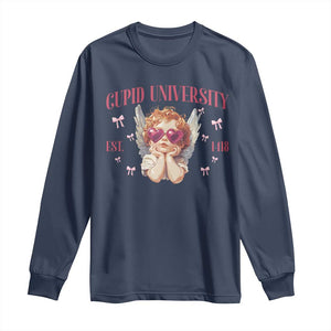 Cupid University Long Sleeve Shirt Cute Valentines Day Funny College TS10 Navy Print Your Wear