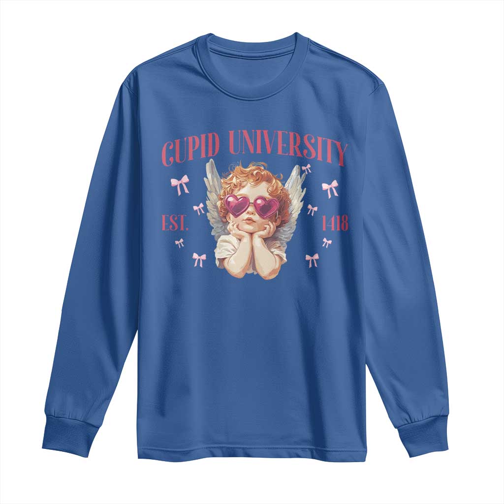 Cupid University Long Sleeve Shirt Cute Valentines Day Funny College TS10 Royal Blue Print Your Wear