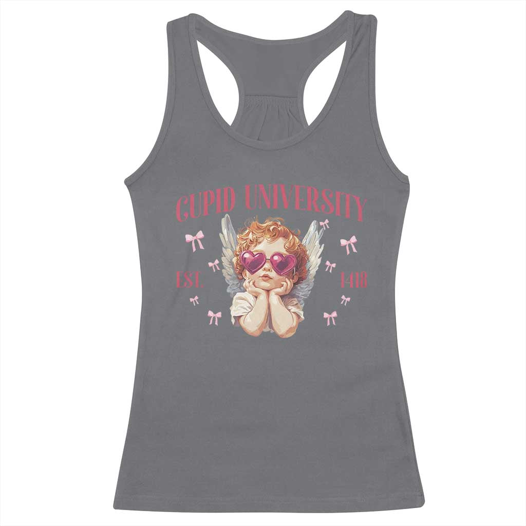 Cupid University Racerback Tank Top Cute Valentines Day Funny College TS10 Charcoal Print Your Wear