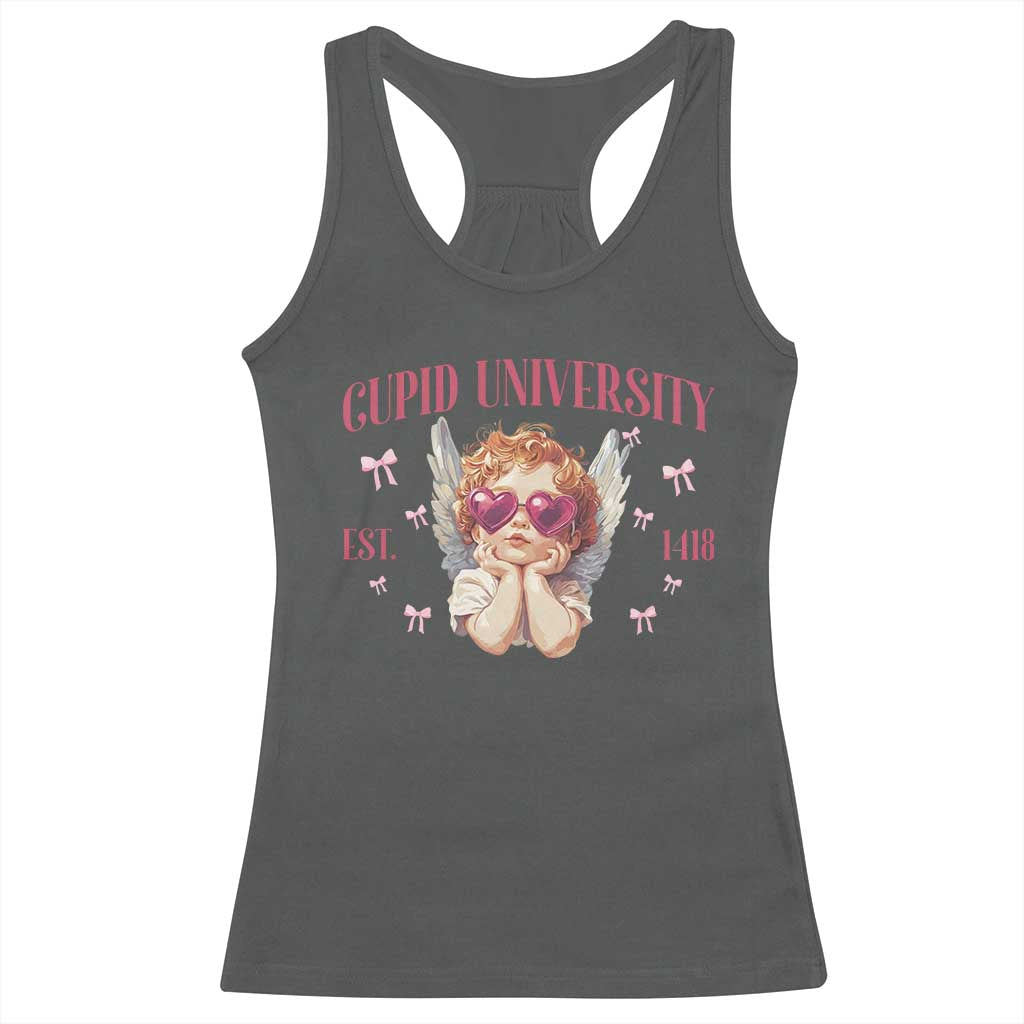 Cupid University Racerback Tank Top Cute Valentines Day Funny College TS10 Dark Heather Print Your Wear