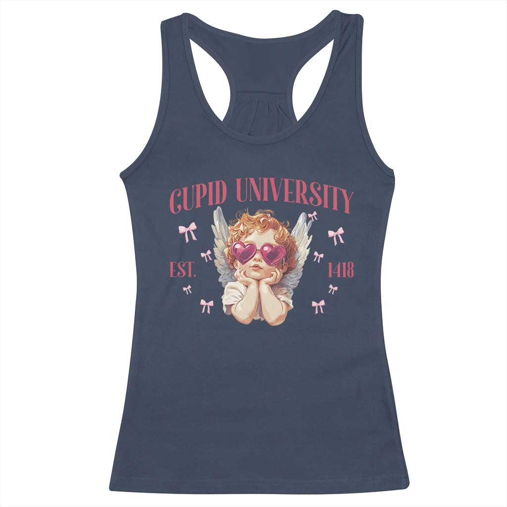 Cupid University Racerback Tank Top Cute Valentines Day Funny College TS10 Navy Print Your Wear