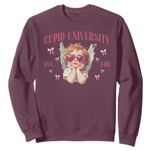 Cupid University Sweatshirt Cute Valentines Day Funny College TS10 Maroon Print Your Wear