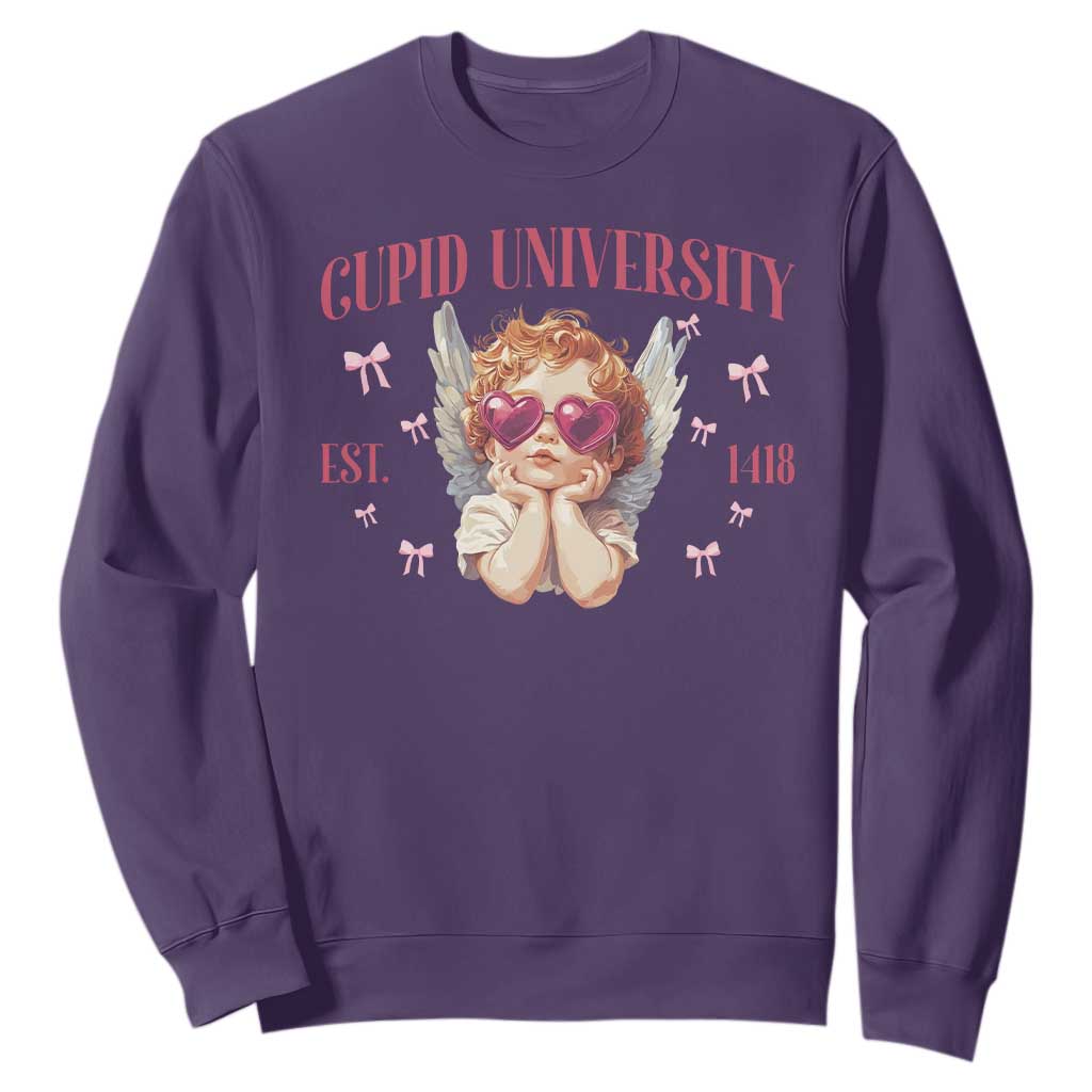 Cupid University Sweatshirt Cute Valentines Day Funny College TS10 Purple Print Your Wear