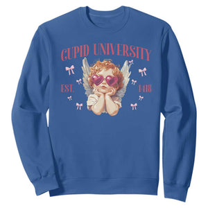 Cupid University Sweatshirt Cute Valentines Day Funny College TS10 Royal Blue Print Your Wear