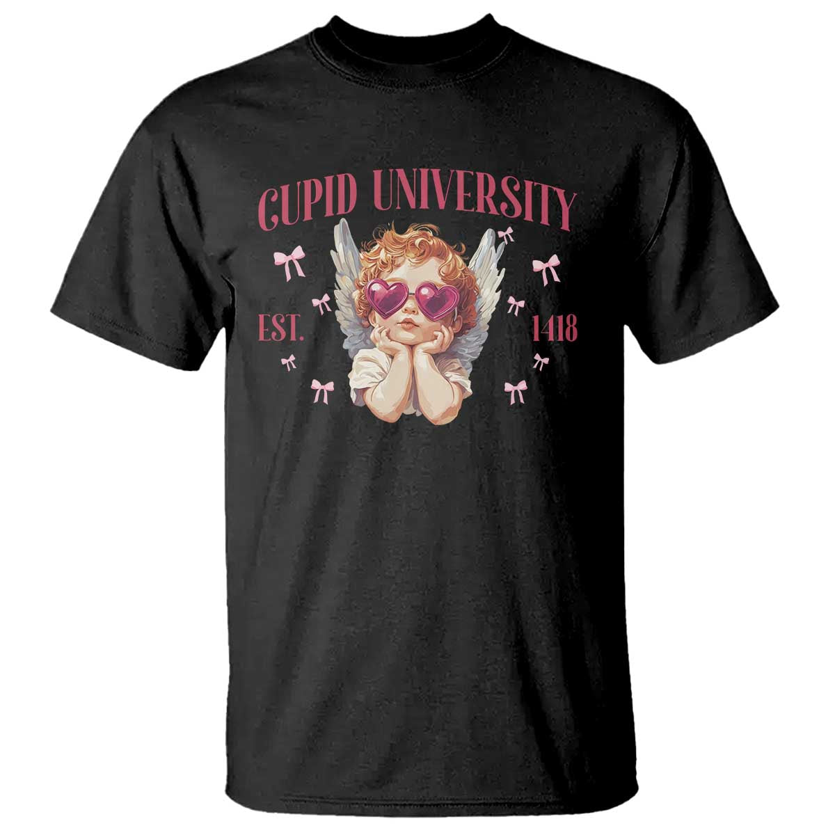 Cupid University T Shirt Cute Valentines Day Funny College TS10 Black Print Your Wear