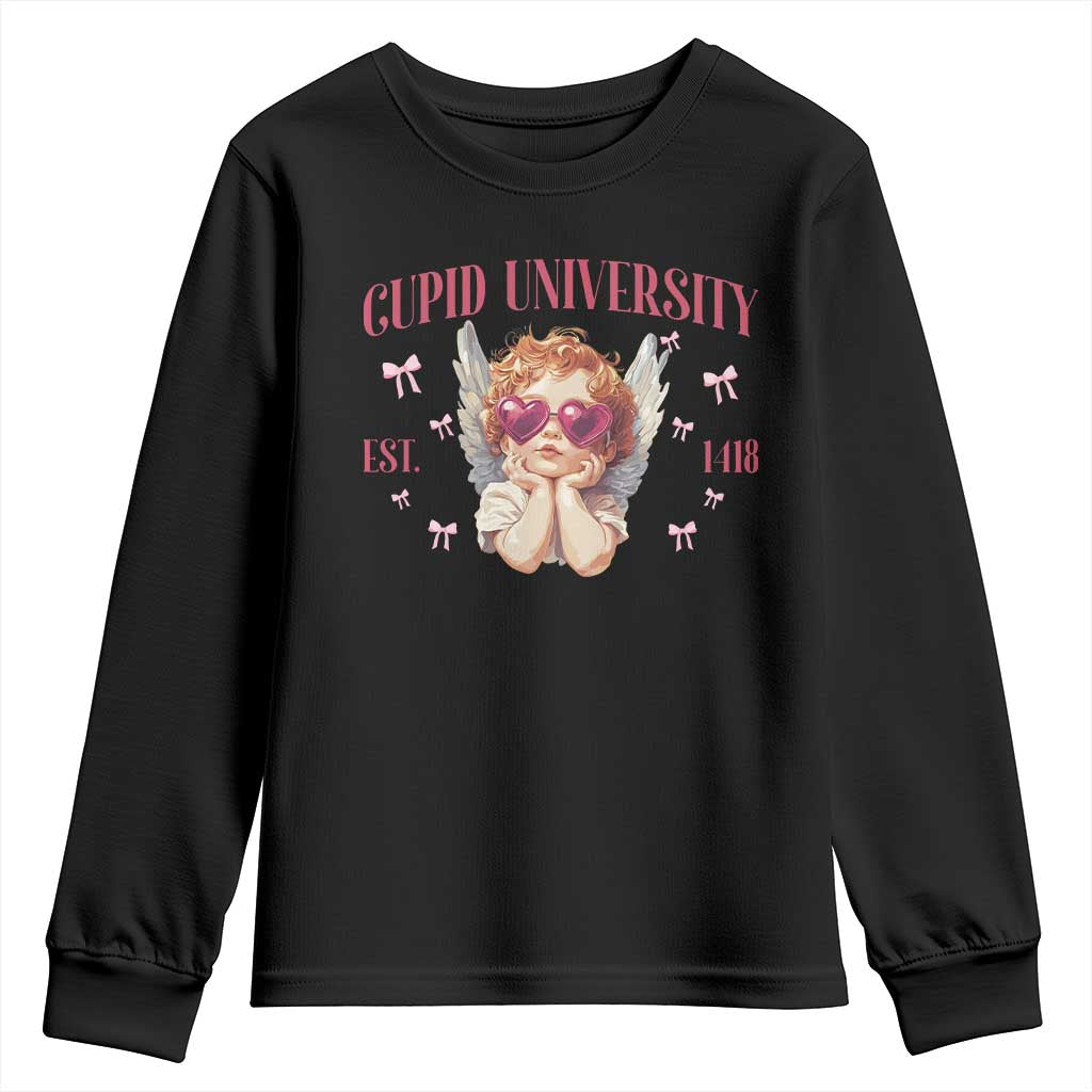 Cupid University Youth Sweatshirt Cute Valentines Day Funny College TS10 Black Print Your Wear