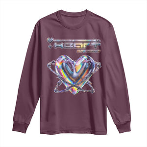 Funny Anti Valentines Day Long Sleeve Shirt Heart Protect Anti Love Single Day TS10 Maroon Print Your Wear